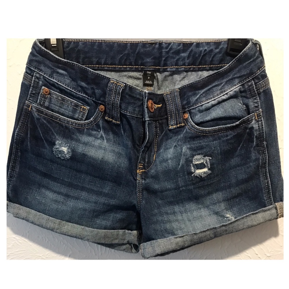 Gap distressed denim shorts with roll up
